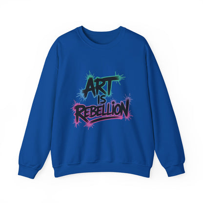 Art Is Rebellion Women's Sweatshirt, Graffiti Graphic Pullover, Bold Rebel Street Art Statement Top, Heavy Blend™ Crewneck Sweatshirt