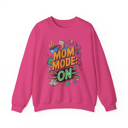 Mom Mode On Crewneck Sweatshirt, Gift for Mom, Mother's Day Humor T-Shirt, Cute Mama Life Graphic Tee, Mother's Day Gift
