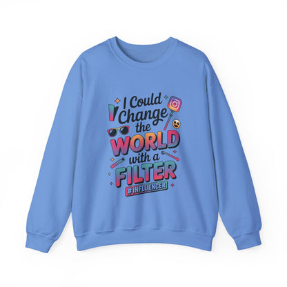 Womens Heavy Blend™ Crewneck Sweatshirt, Womens Influencer Sweatshirt, Funny Social Media Pullover, Cute Trendy Graphic Top