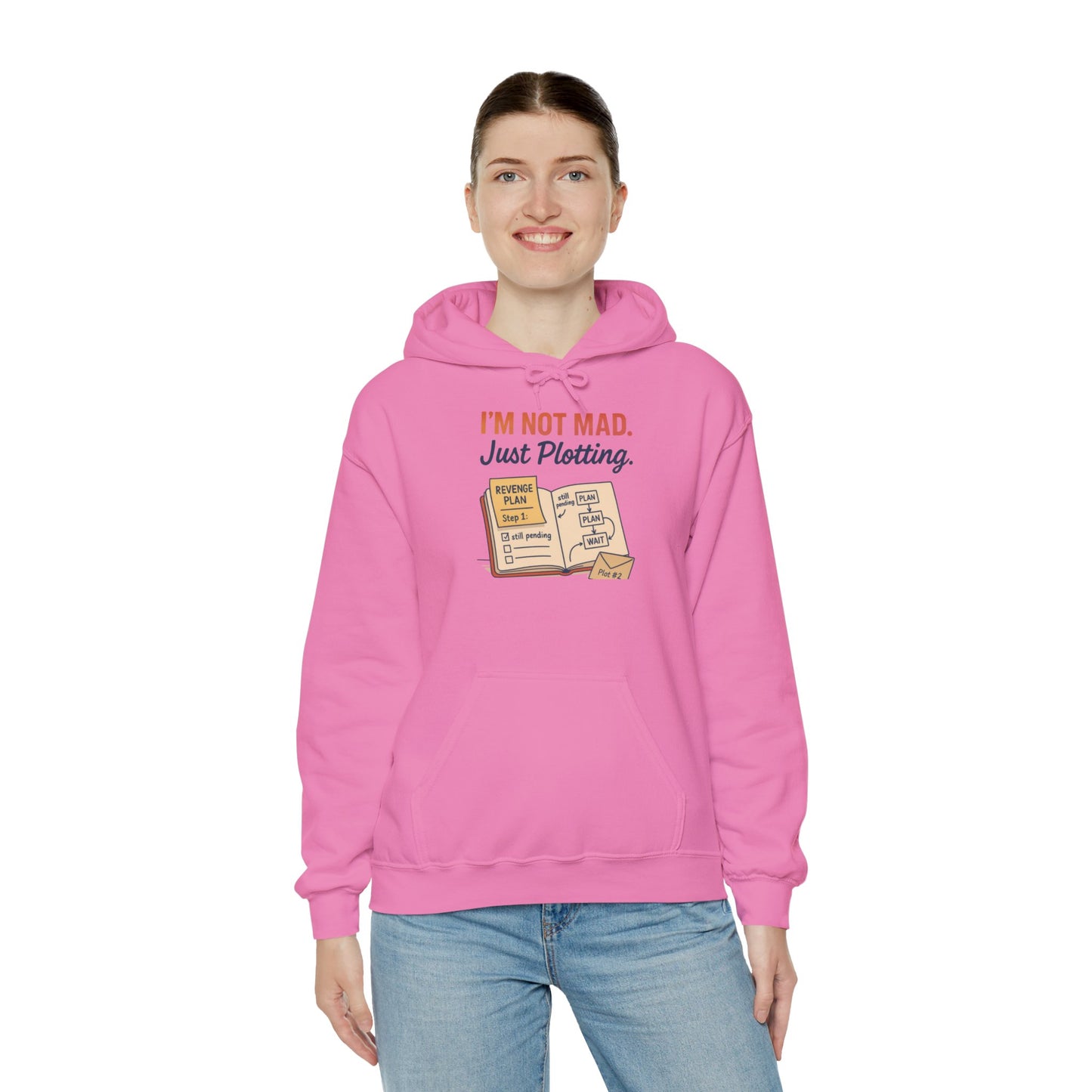 Sarcastic Womens Hoodie, Im Not Mad Just Plotting, Funny Passive Aggressive Sweatshirt Gift, Plotting Humor Hooded Womens Sweatshirt