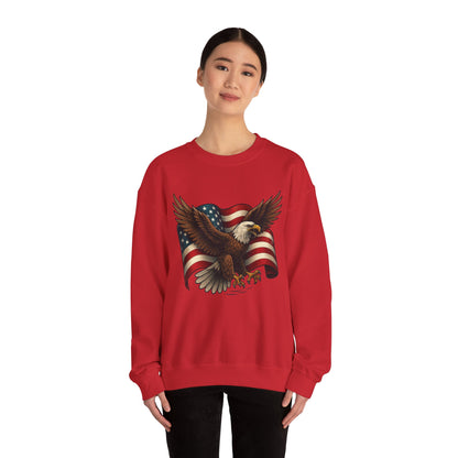 Patriotic Eagle Sweatshirt - Unisex Crewneck, USA Flag Apparel, Memorial Day, Veteran's Day, Independence Day, Gift for Patriots