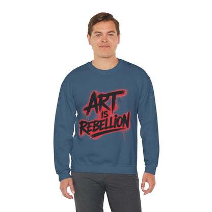 Men'sHeavy Blend™ Crewneck Sweatshirt, Art Is Rebellion Men's Crewneck Sweatshirt, Graffiti Street Art Pullover, Urban Rebellion Streetwear