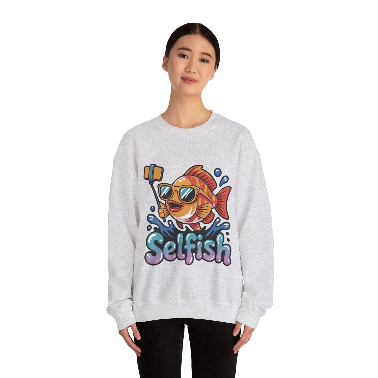 Selfish Womens Sweatshirt, Funny Selfie Pullover, Cute Ocean Pun Sweater, Playful Sea Life Gift, Fun Gift for Fish Lovers, Fishing Apparel