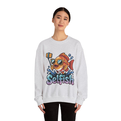 Selfish Womens Sweatshirt, Funny Selfie Pullover, Cute Ocean Pun Sweater, Playful Sea Life Gift, Fun Gift for Fish Lovers, Fishing Apparel