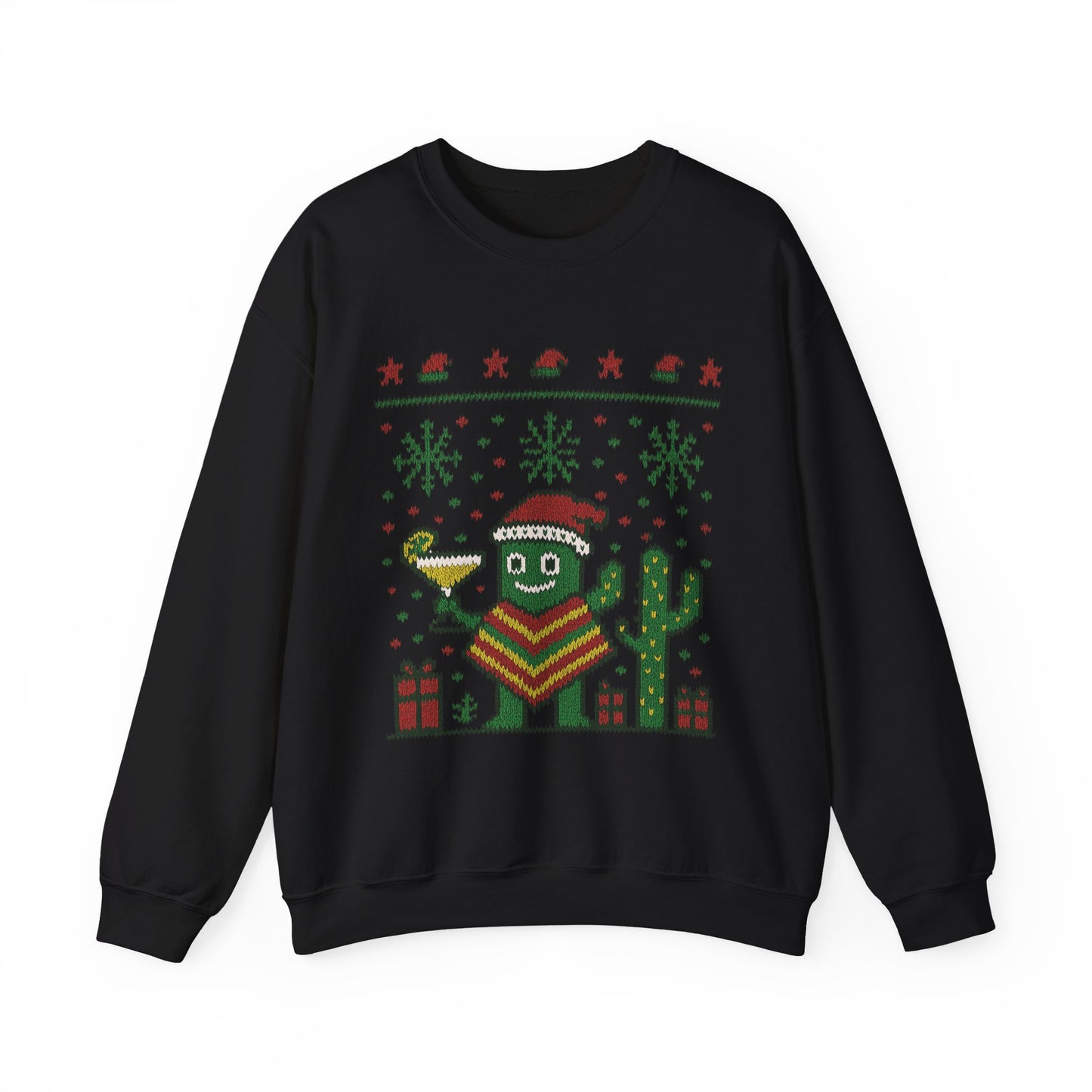 Festive Cactus Christmas Women's Sweatshirt, Funny Santa Hat Holiday Pullover, Women's Heavy Blend™ Crewneck Sweatshirt