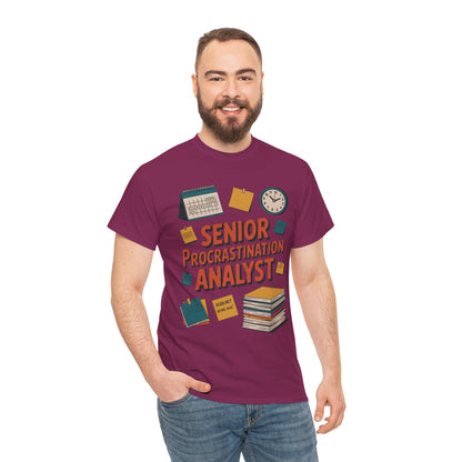 Senior Procrastination Analyst Tee, Funny Office Shirt, Gift for Graduates, Motivation T-Shirt, Humor Apparel, Job Humor Clothing