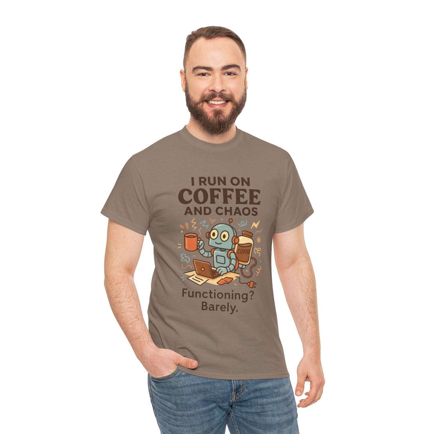 I Run on Coffee and Chaos Unisex Heavy Cotton Tee, Funny Coffee Lover Shirt, Gift for Him/Her, Work from Home Humor Tee, Relaxed Fit [...]