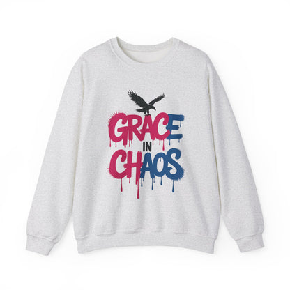Women's Sweatshirt Grace in Chaos, Graffiti Dripping Street Art Pullover, Bold Urban Graphic