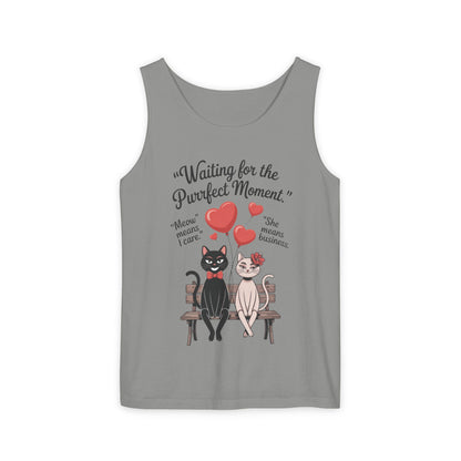 Cute Cat Lovers Tank, Womens Heavy Cotton Tank Top for Pet Owners, Funny Cat Tee, Gift for Cat Lovers, Casual T-Shirt, Animal Art Tee