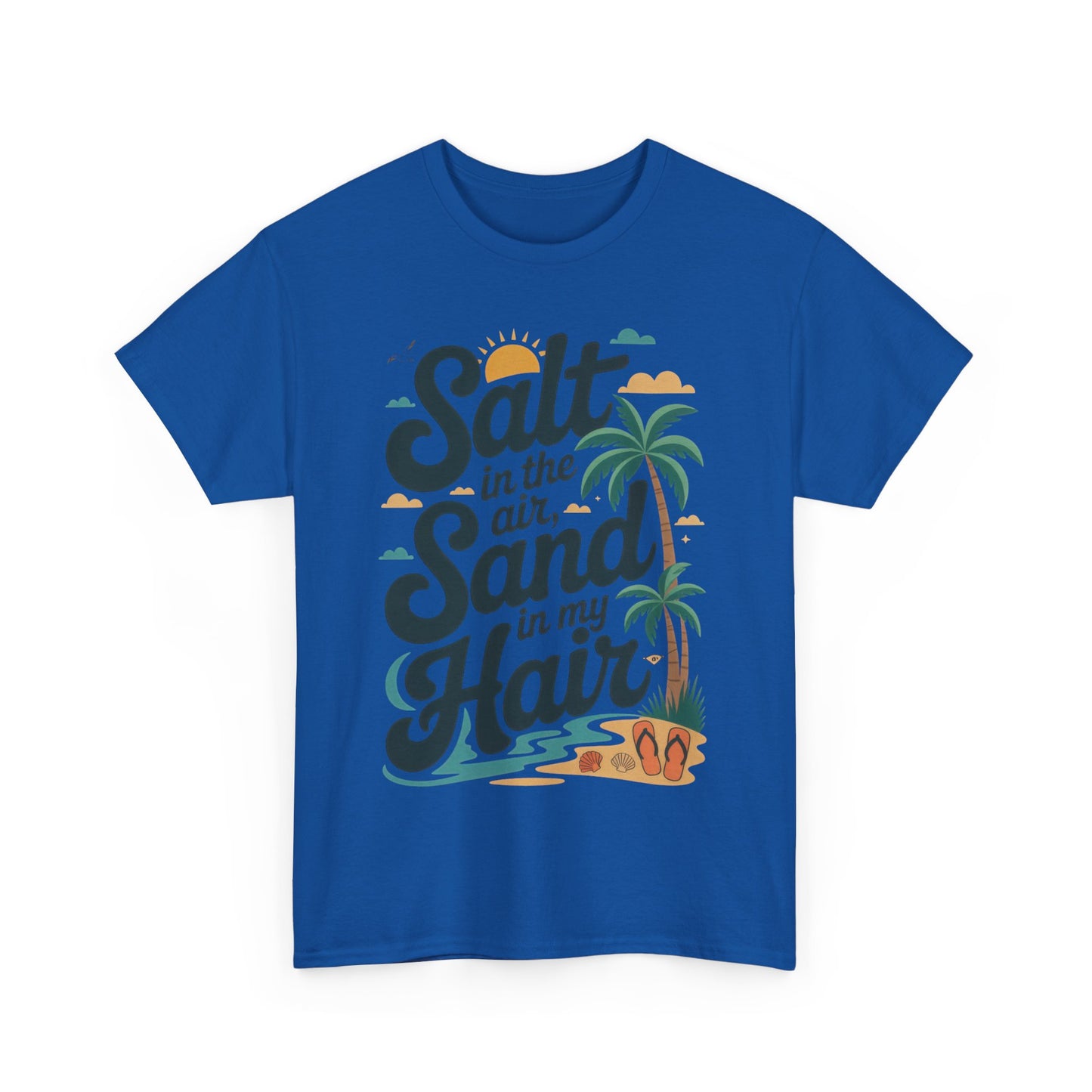 Salt in the Air Sand in My Hair Shirt, Beach Summer Vibes Graphic T-Shirt, Tropical Ocean Palm Design, Ocean-Themed Shirt, Gift Beach Lovers