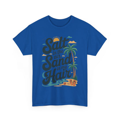 Salt in the Air Sand in My Hair Shirt, Beach Summer Vibes Graphic T-Shirt, Tropical Ocean Palm Design, Ocean-Themed Shirt, Gift Beach Lovers
