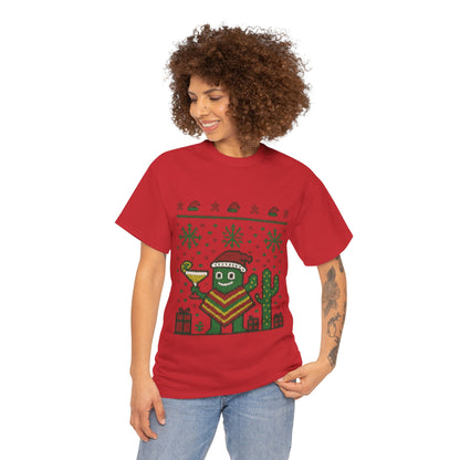 Festive Cactus Christmas Shirt, Funny Holiday Santa Hat Tee for Women, Women's Funny Xmas Shirt