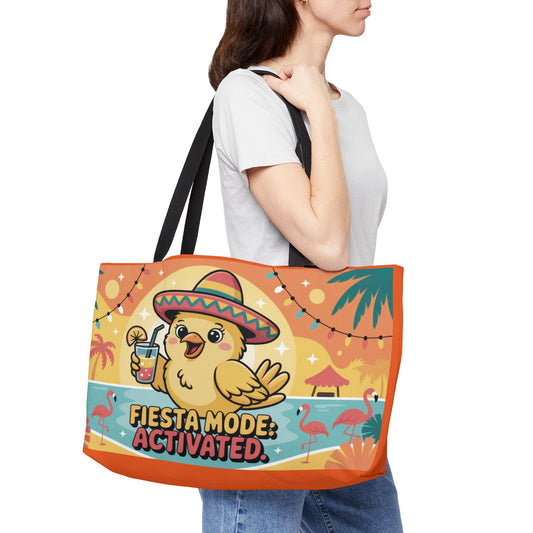 Fiesta Mode Weekender Tote Bag, Vibrant Beach Bag, Travel Companion, Summer Accessory, Gift for Vacationers, Party Essentials