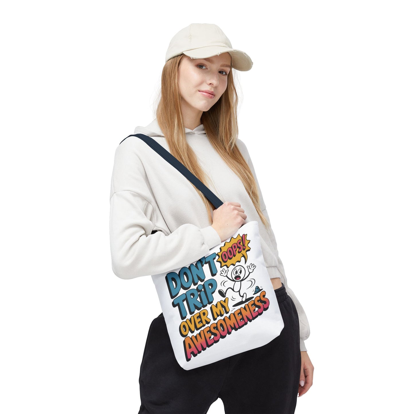 Funny Tote Bag - "Don't Trip Over My Awesomeness" - Perfect for Gifts, Beach Days, Shopping, & More!, , Large Tote Bag, beach weekender bag