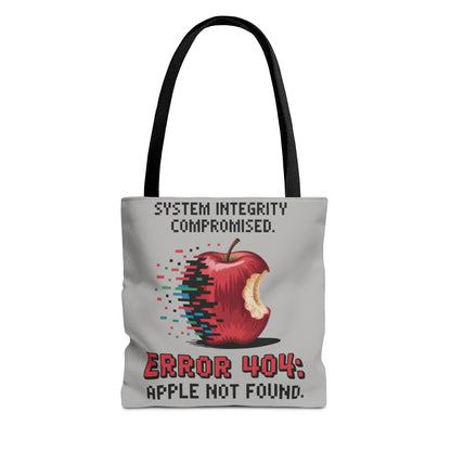 Error 404 Apple Tote Bag, Geek Tote, Funny Shopping Bag, Gift for Tech Lovers, Apple Lovers Tote, Digital Design Bag, Large Tote Bag, Weekender Bag, Beach Bag