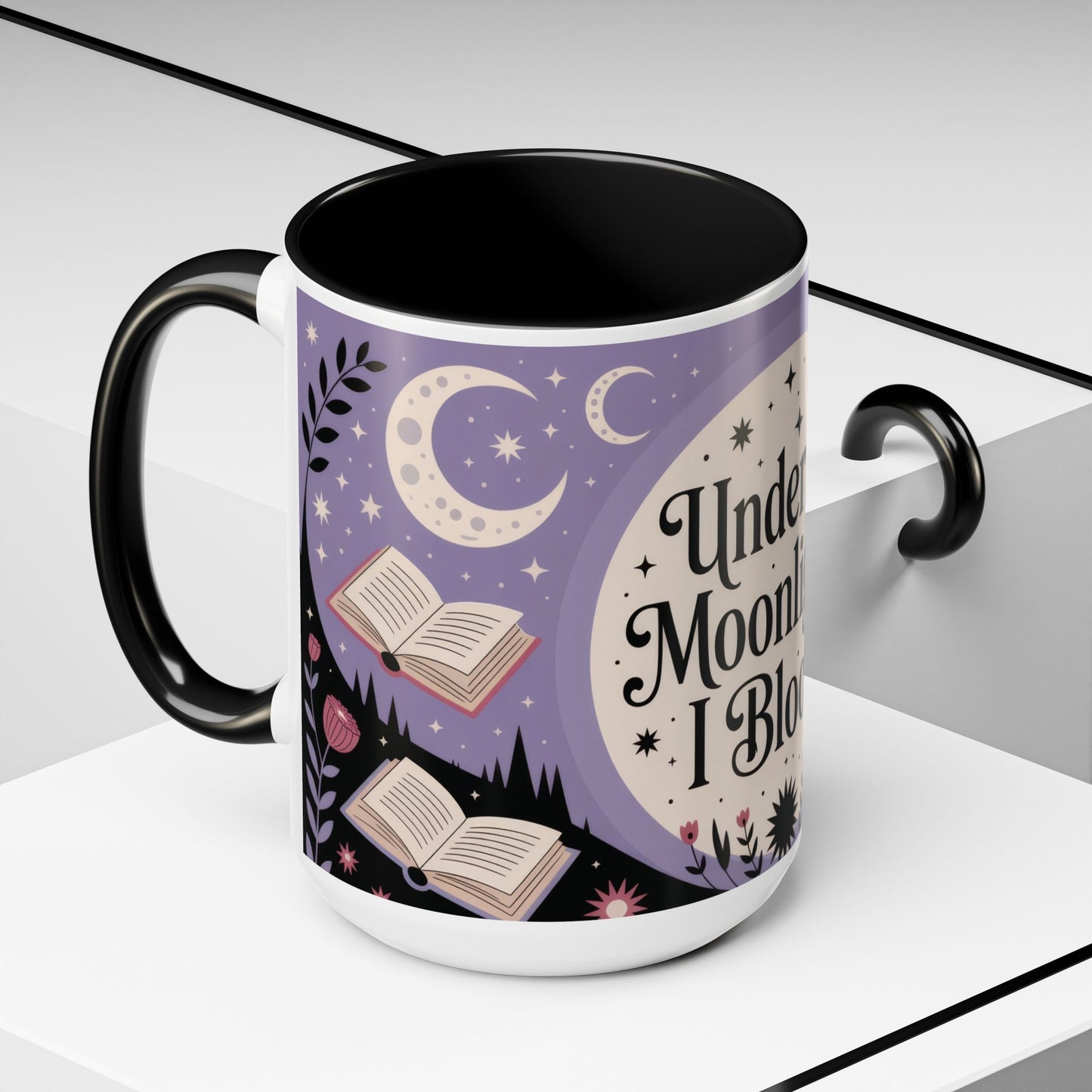 Under the Moonlight I Bloom Mug, Witchy Moon Magic Coffee Cup, Feminine Mystic Gift for Spiritual, Self Growth Lovers, Coffee Mug (11, 15oz)