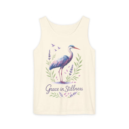 Polygonal Heron Graphic Tank, Womens Artistic Bird Summer Top, Geometric Crane, Bird Lovers Gift, Yoga Shirt, Fitness Apparel, Casual Wear