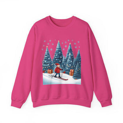 Womens Christmas Skiing Sweatshirt, Cozy Winter Holiday Pullover, Women's Heavy Blend™ Crewneck Sweatshirt