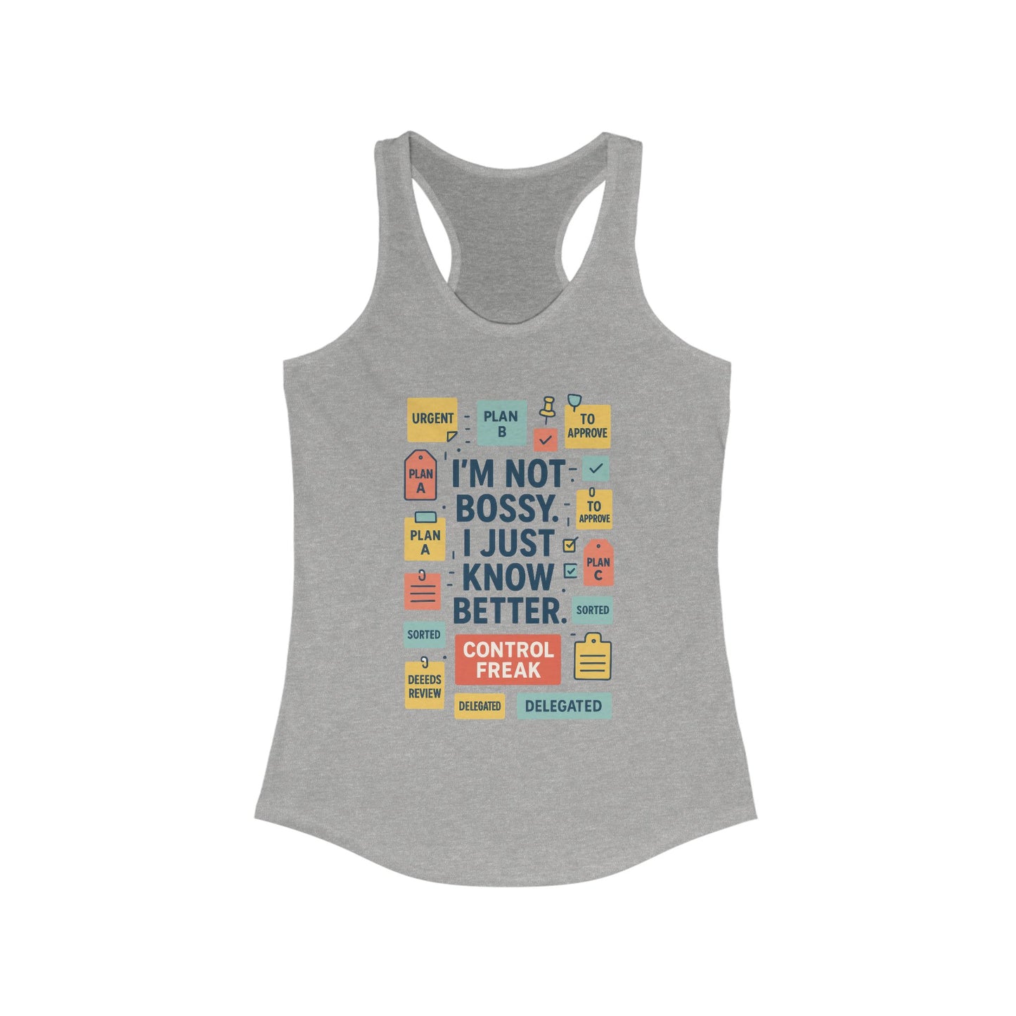 Control Freak Racerback Tank Top, Funny Women's Workout Shirt, Gift for Boss Ladies, Gym Apparel, Bold Sarcastic Tee for Her