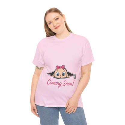 Coming Soon Maternity T-Shirt, Cute Baby Girl Pregnancy Announcement Shirt, Expecting Mom Gift, Gender Reveal Tee, Baby Shower Gift