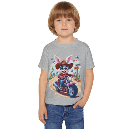 Easter Bunny Motorcycle Toddler T-Shirt - Fun Spring Tee for Kids, Biker Bunny Shirt, Cute Easter Gift, Cotton Tee for Boys and Girls