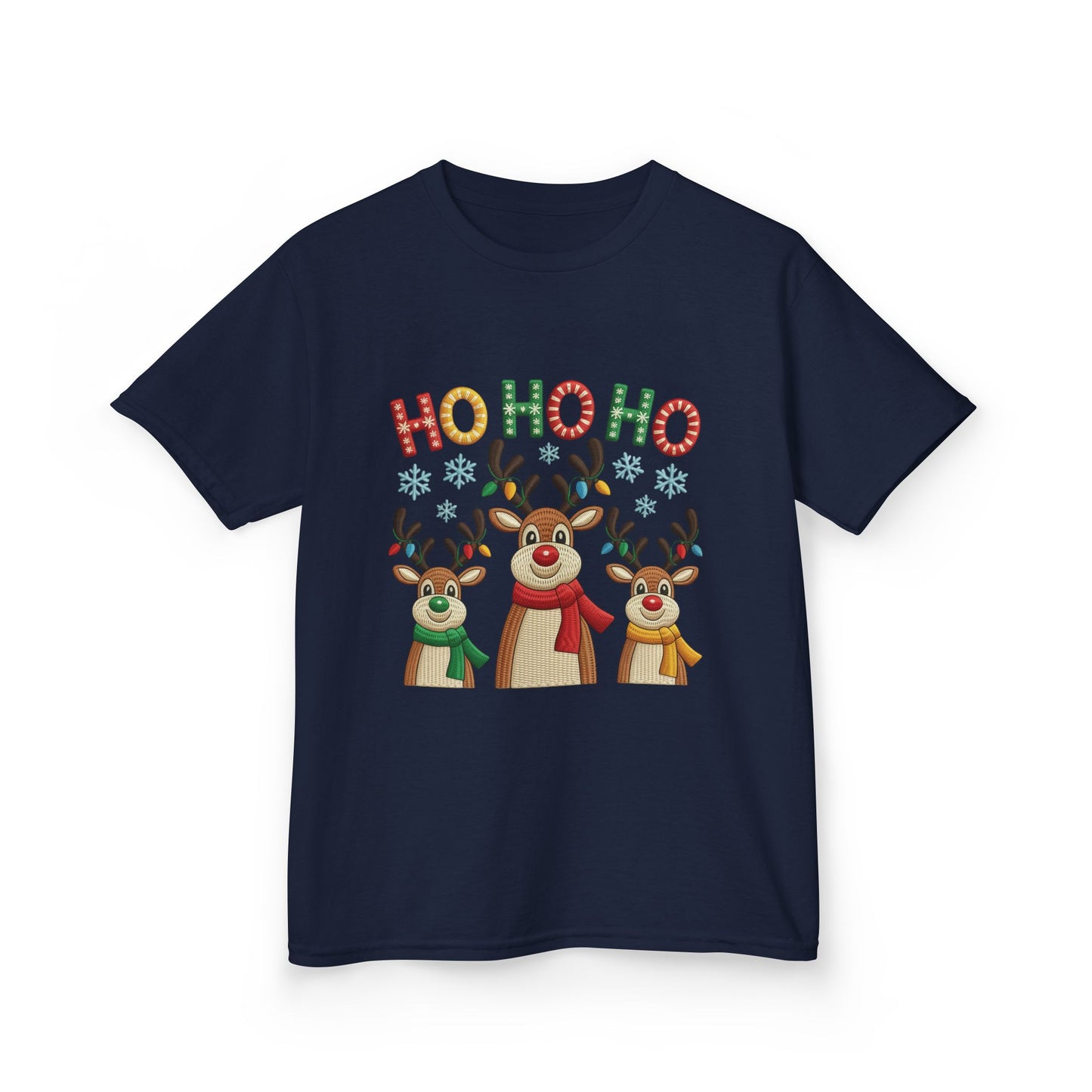 Ho Ho Ho Reindeer T-Shirt for Girl, Cute Christmas Kids Holiday Tee