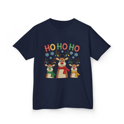 Ho Ho Ho Reindeer T-Shirt for Girl, Cute Christmas Kids Holiday Tee