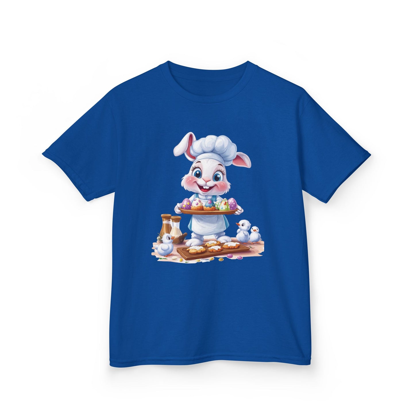 Easter Bunny Chef Kids T-Shirt, Cute Spring Baking Tee with Eggs, Toddler Easter Outfit, Bunny Holding Egg Tray Tee, Cute Animal Design