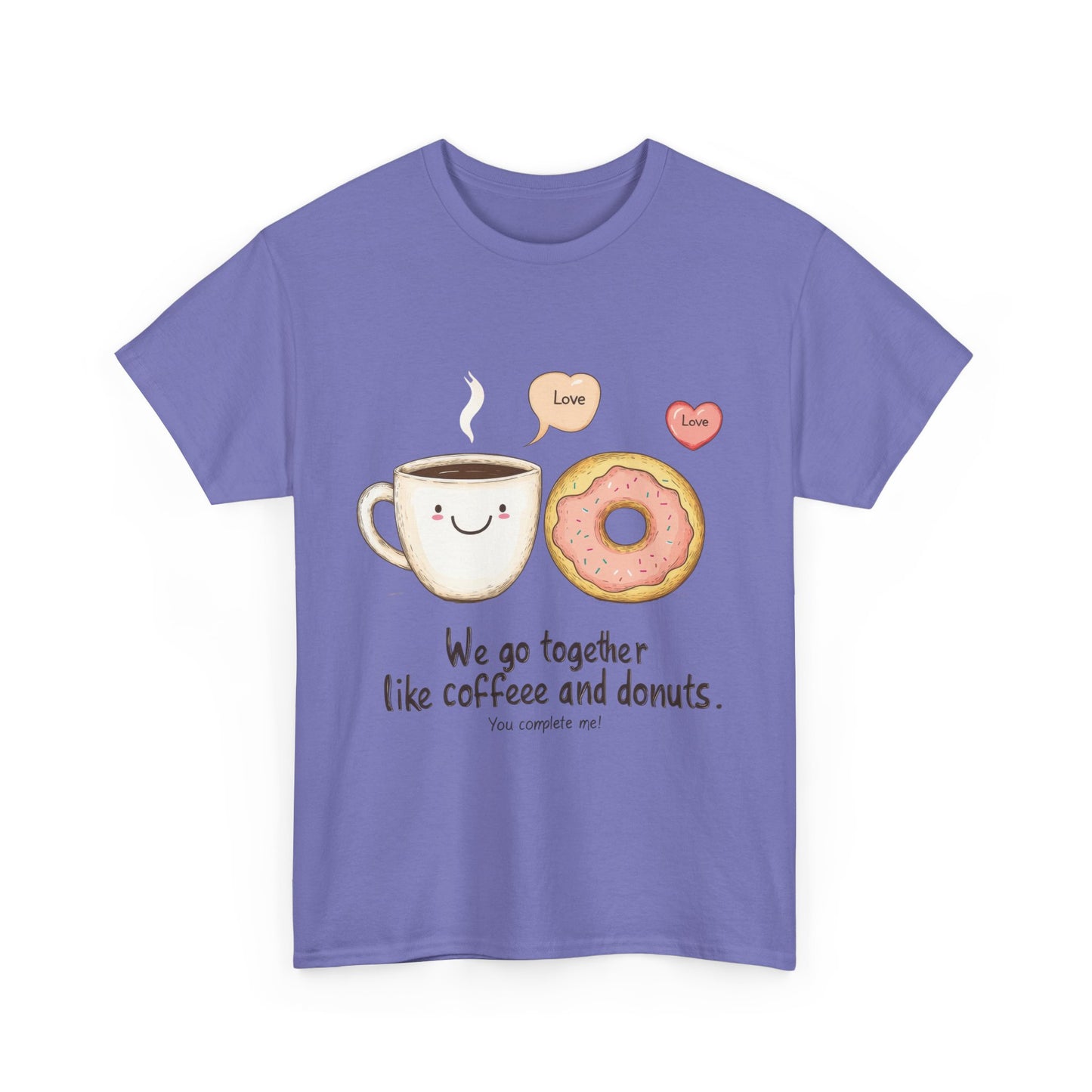 Cute Coffee and Donut Love T-Shirt, Funny Couple Quote, Kawaii Breakfast Graphic Shirt, Gift for Coffee Lovers, Gift for Valentine's Day