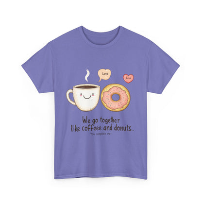 Cute Coffee and Donut Love T-Shirt, Funny Couple Quote, Kawaii Breakfast Graphic Shirt, Gift for Coffee Lovers, Gift for Valentine's Day