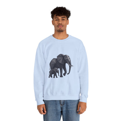 Geometric Elephant Sweatshirt, Cozy Unisex Crewneck, Animal Lover Gift, Nature Inspired Apparel, Eco-Friendly Fashion, Gift for Her
