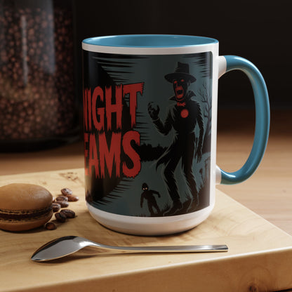 Midnight Screams Mug, Retro Horror Movie Poster Coffee Cup, Gothic Halloween Gift for Horror Lovers, Accent Coffee Mug (11, 15oz)