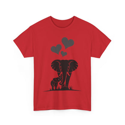 Elephant Mom and Baby T-Shirt, Elephant Love Cotton Tee, Cute Animal Shirt, Animal Lover Gift, Cute Minimalist Elephant Design
