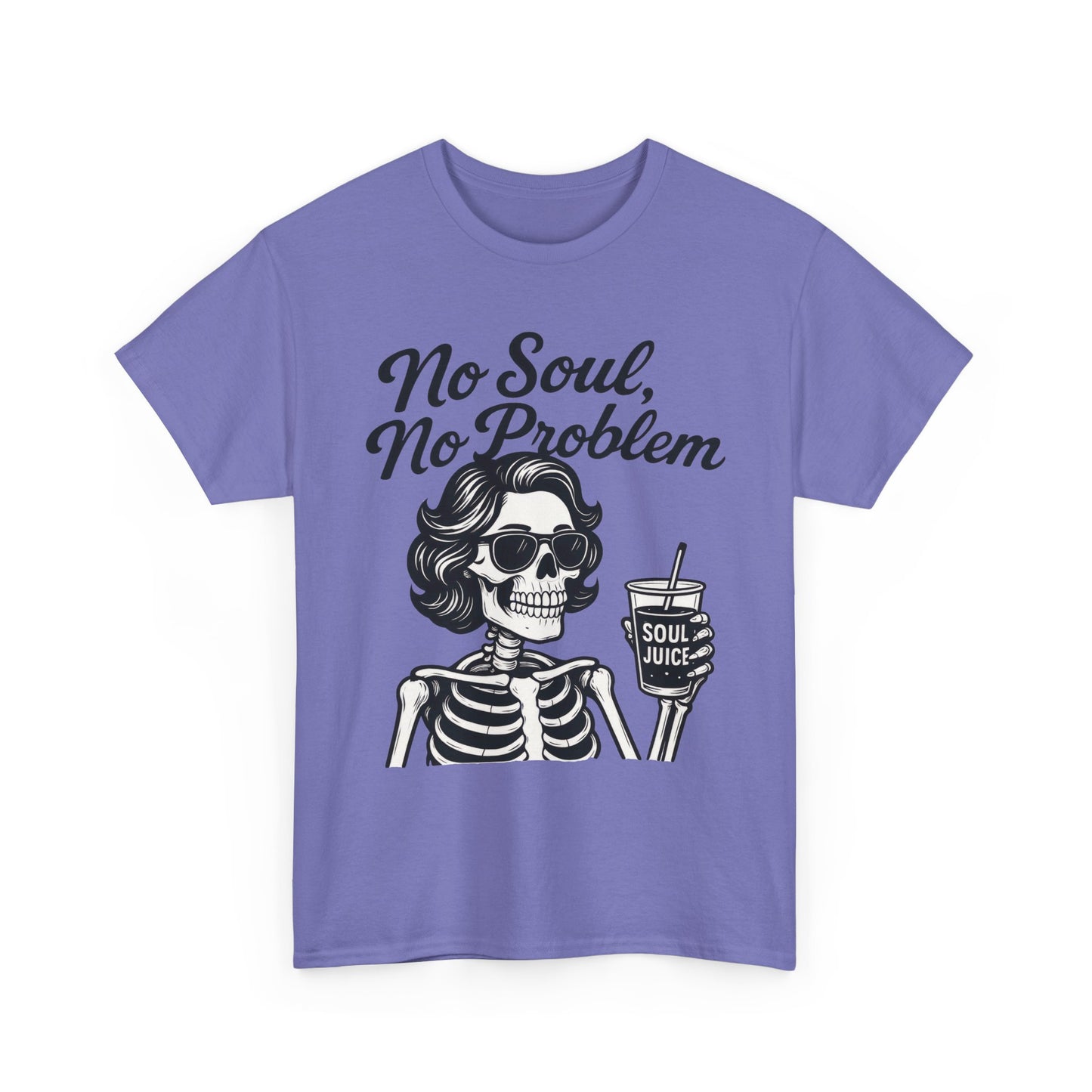 No Soul No Problem Skeleton T-Shirt for Women, Funny Gothic Skull Tee, Dark Humor Halloween Shirt, Spooky Retro Skeleton Top
