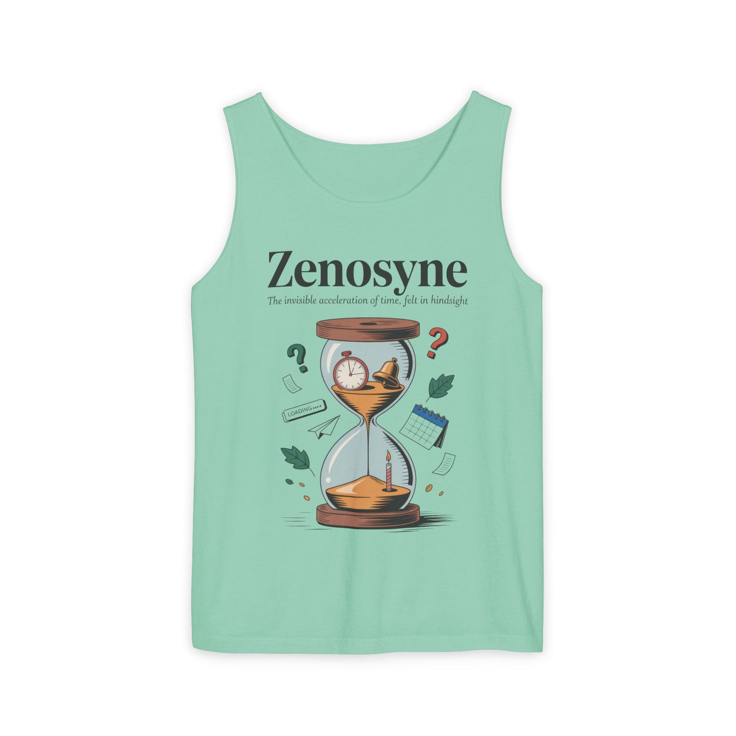 Zenosyne Tank Top, Unisex Garment-Dyed Tee, Time Awareness Gift, Casual Summer Wear, Philosophy Shirt, Unique Everyday Apparel