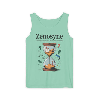 Zenosyne Tank Top, Unisex Garment-Dyed Tee, Time Awareness Gift, Casual Summer Wear, Philosophy Shirt, Unique Everyday Apparel