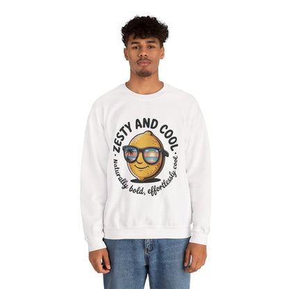 Zesty Lemon Mens Crewneck Sweatshirt - Fun Gift for Friends, Cool Casual Style, Summer Vibes, Mens Graphic Apparel, Perfect for Relaxing