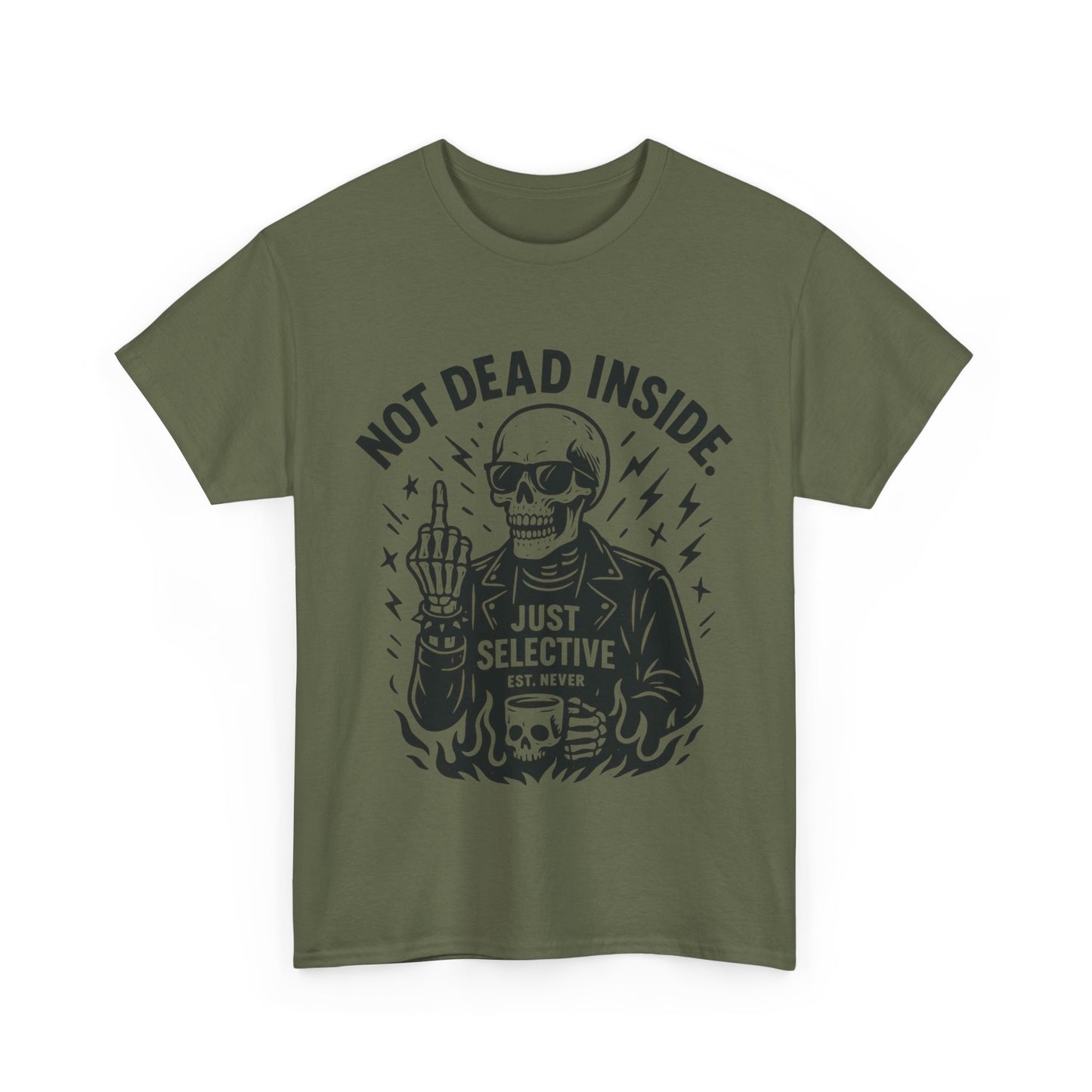 Mens Dark Humor Graphic Shirt, Not Dead Inside, Funny Graphic Shirt for Casual Wear, Gifts for Him, Halloween, Occasions, Funny Skeleton Tee