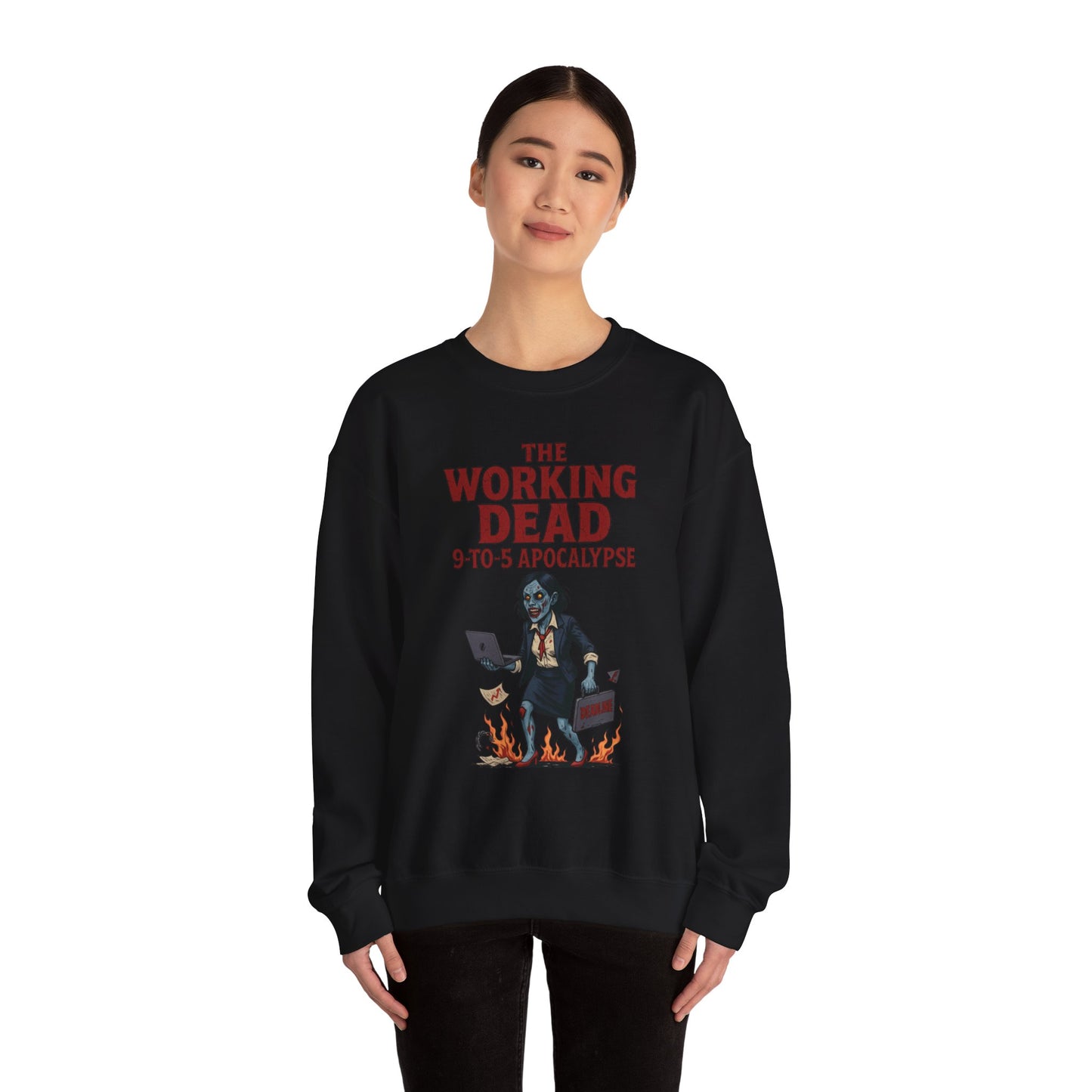 Women's The Working Dead 9-to-5 Apocalypse Sweatshirt, Funny Office Zombie Horror Pullover, Halloween Zombie Work Top