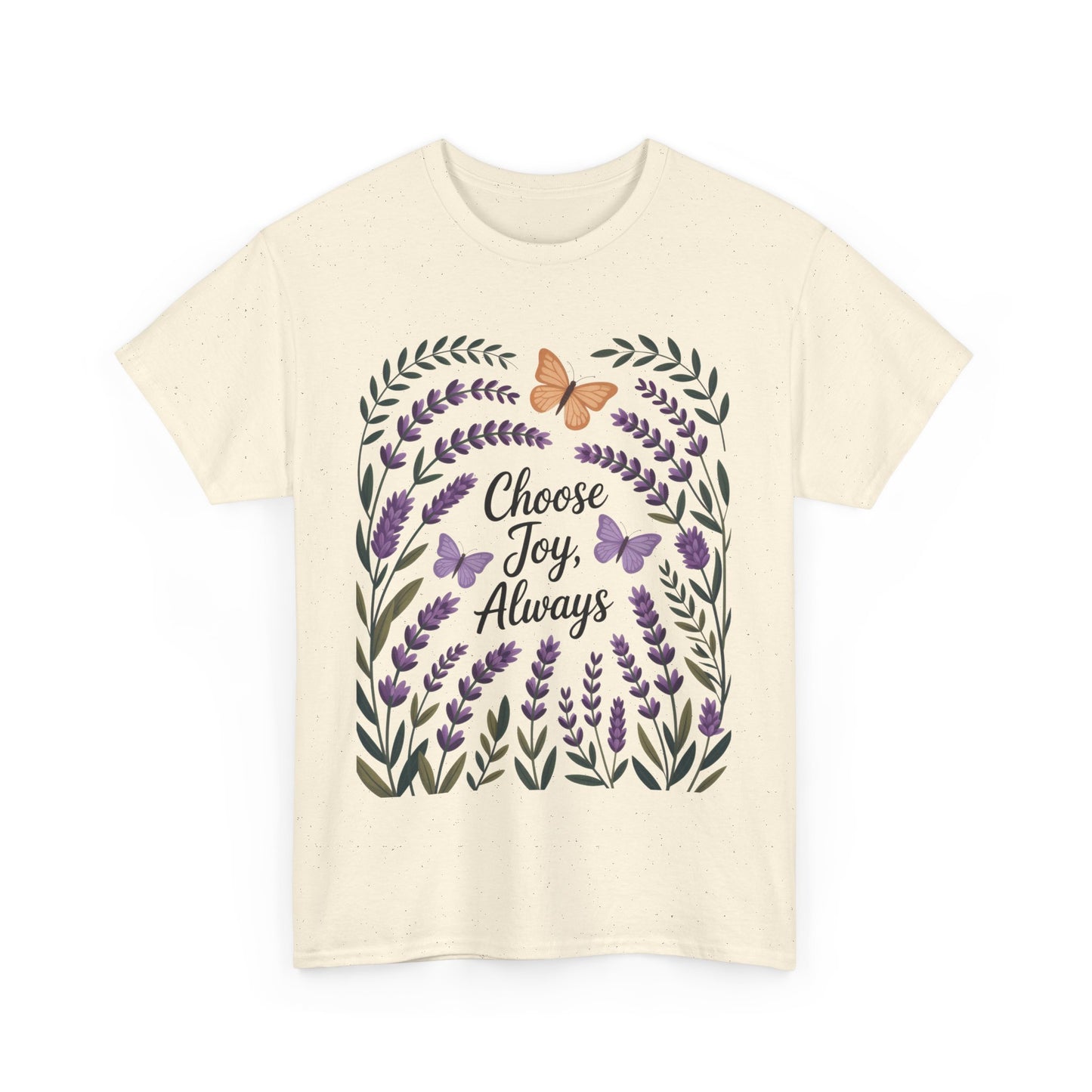 Choose Joy Always Women's Tee, Floral Graphic T-Shirt, Inspirational Gifts, Positive Vibes Apparel, Nature Lover's Gift, Lavender Printed