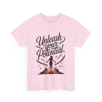Unleash Your Potential Women's Tee, Motivational T-Shirt, Inspirational Cotton Tee, Gift for Gym Lovers, Positive Energy Top