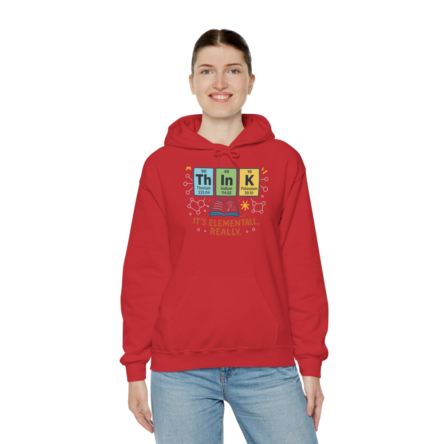 Think Hoodie for Women, Funny Chemistry Hoodie, Element of Humor Science Sweatshirt, Nerdy Gift for Her, Gift for Students, Science Lovers