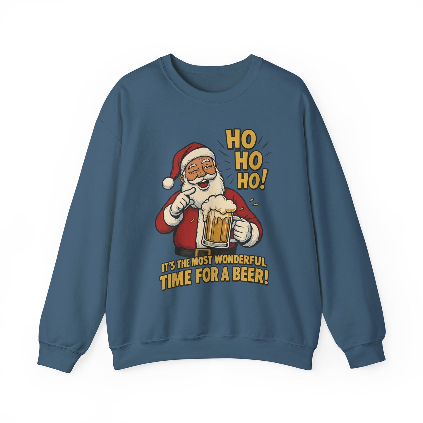 Funny Santa Beer Christmas Sweatshirt, Men's Holiday Pullover, Men's Heavy Blend™ Crewneck Sweatshirt