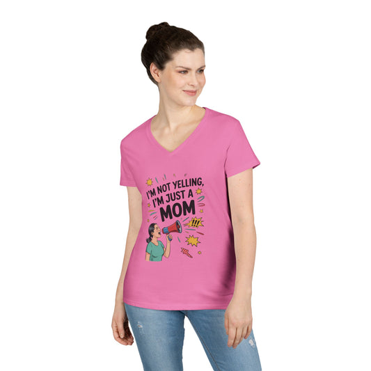 Funny Mom V-Neck T-Shirt, I'm Not Yelling I'm Just a Mom, Mother's Day Gift, Loud Mom Life T-Shirt, Mother's Day Apparel, Family Humor Shirt