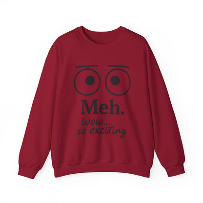 Mens Heavy Blend Crewneck with 'Meh' Design, Comfortable Apparel for Everyday Wear, Perfect for Relaxing