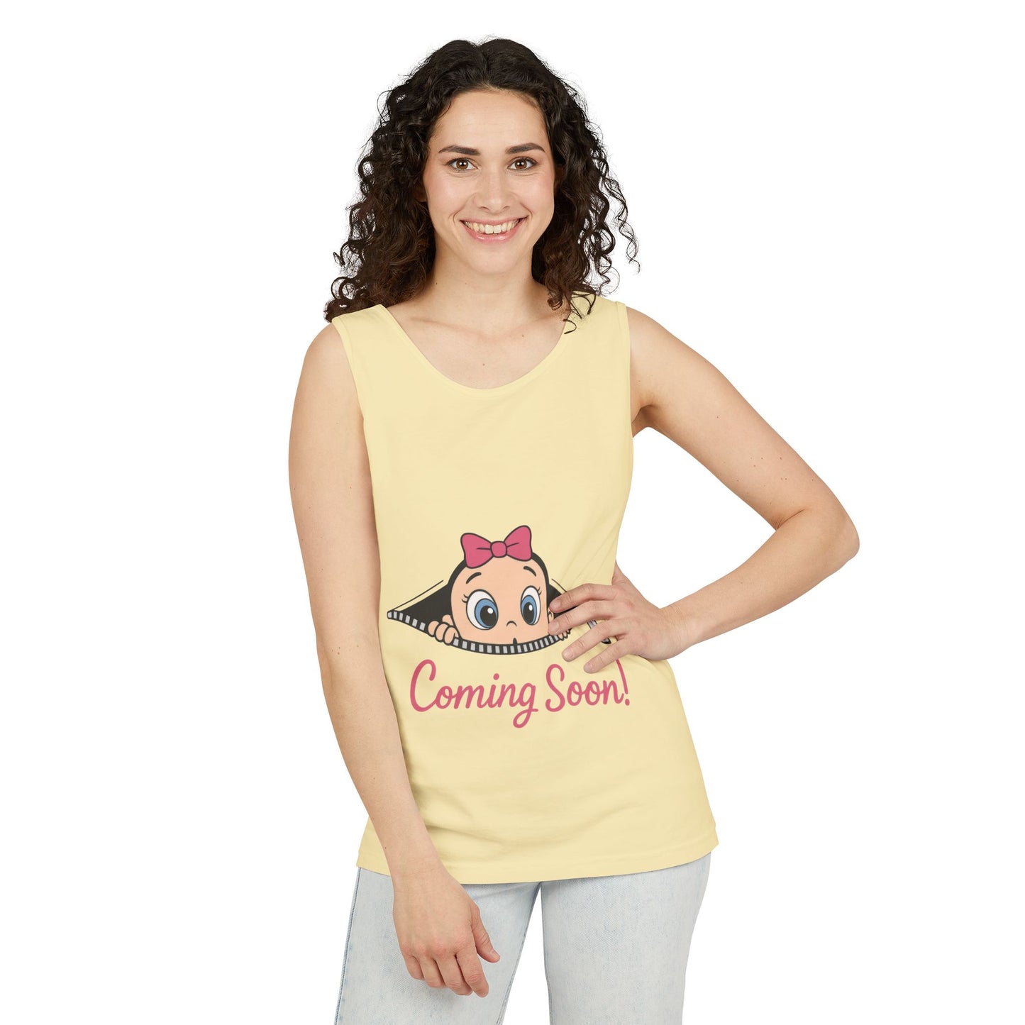 Coming Soon Maternity  Tank Top, Cute Baby Girl Pregnancy Announcement Shirt, Expecting Mom Gift, Gender Reveal Tank, Baby Shower Gift