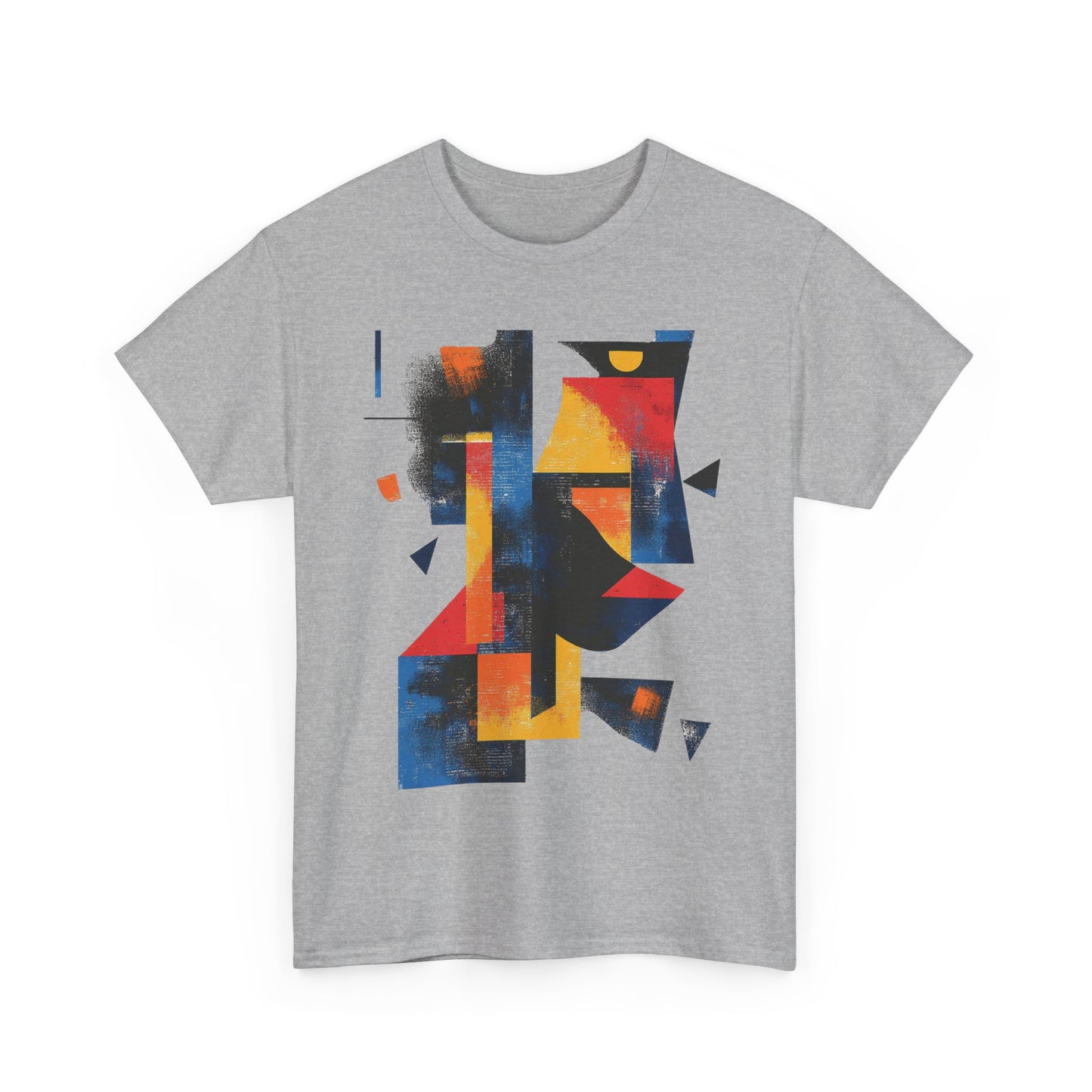 Abstract Geometric Art T-Shirt, Colorful Unisex Heavy Cotton Tee, Modern Artistic Shirt, Bold Graphic Print Tee