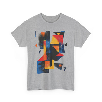 Abstract Geometric Art T-Shirt, Colorful Unisex Heavy Cotton Tee, Modern Artistic Shirt, Bold Graphic Print Tee