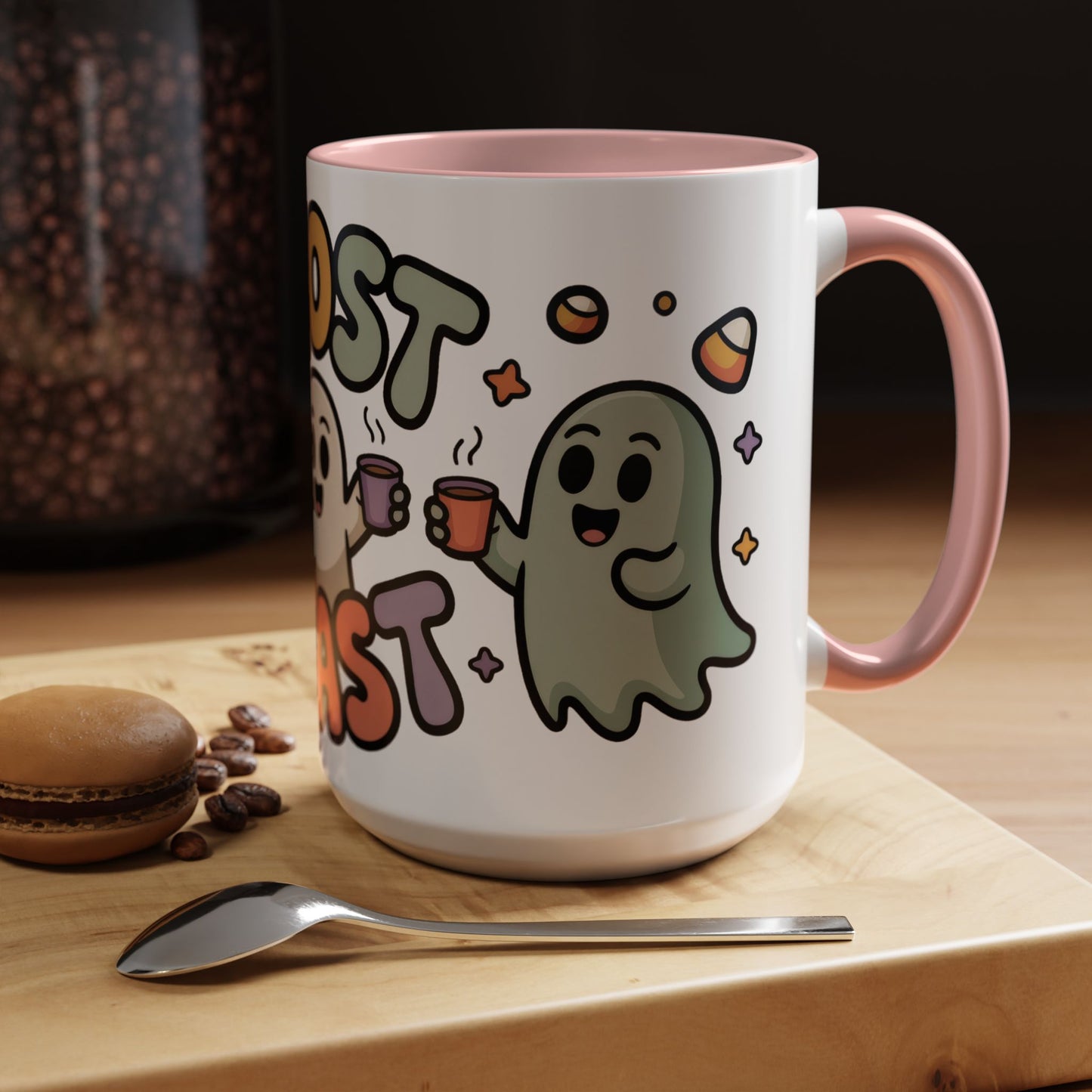 Ghost Roast Halloween Mug, Cute Spooky Coffee Cup, Kawaii Ghost Drinkware, Funny Fall Mug Gift for Coffee Lovers, Accent Coffee Mug (15oz)