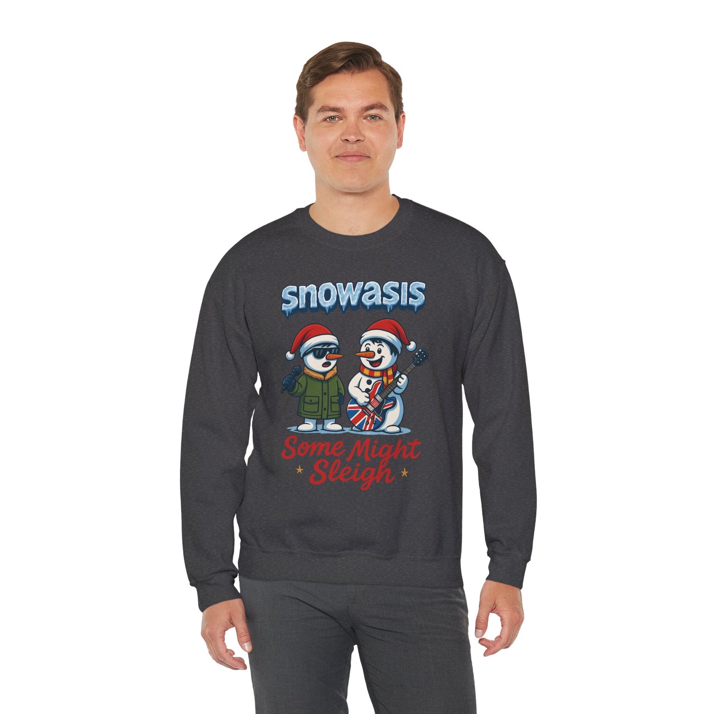 Snowasis Some Might Sleigh Men's Christmas Sweatshirt, Funny Rock Holiday Sweater